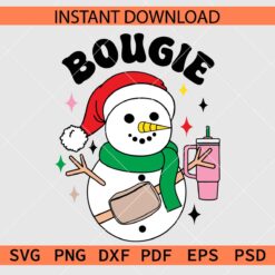 Bougie snowman Layered SVG, Snowman with Santa Hat Bougie Clipart SVG