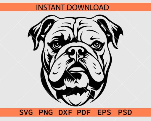 Bull dog Head Vector SVG, Bull dog Head Stencil SVG