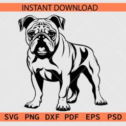 Bulldog Standing Vector SVG, Bulldog Standing Stencil SVG
