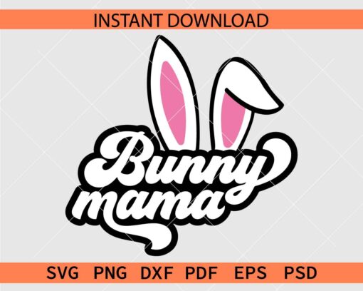 Bunny Mama With Rabbit Ears SVG, Retro Mama Bunny Clipart SVG