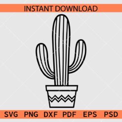 Cactus Coloring Page SVG, Cactus Illustration SVG