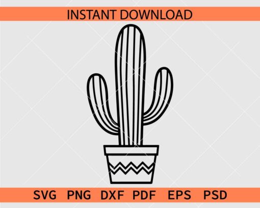 Cactus Coloring Page SVG, Cactus Illustration SVG