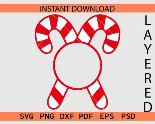 Candy Canes Monogram Vector SVG, Red and white Candy Canes SVG