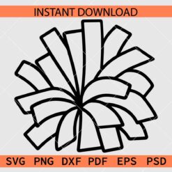 Cheerleader Pom Pom Coloring Page SVG, Cheerleader Pom Pom Outline SVG