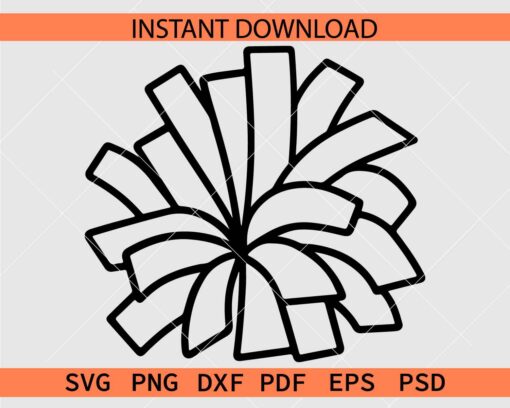 Cheerleader Pom Pom Coloring Page SVG, Cheerleader Pom Pom Outline SVG