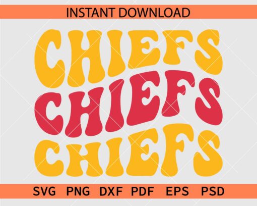 Chiefs retro wavy text SVG, Retro KC Chief Vector SVG