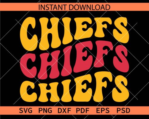 Chiefs retro wavy text SVG, Retro KC Chief Vector SVG