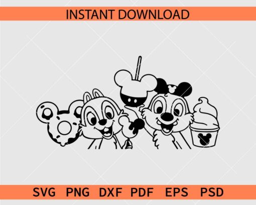 Chip and Dale Disneyland Snacks Décor SVG