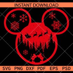 Christmas Scene inside Mickey Head SVG, Disney Christmas Love Décor SVG