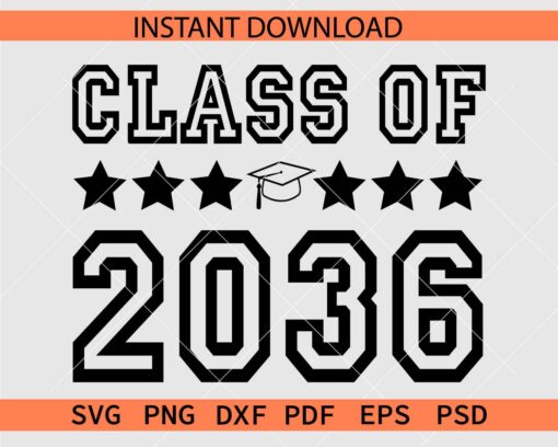 Class of 2036 Graduation Hat SVG, Class of 2036 Graduation Vector SVG