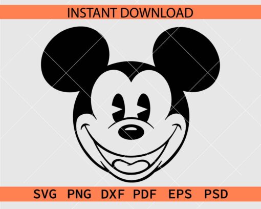 Classic Mickey Mouse Face SVG, Vintage Mickey Mouse Head SVG