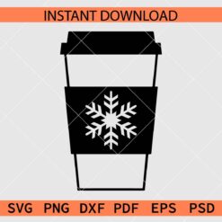 Coffee To Go Cup Snowflake SVG, Snowflake Coffee To Go Cup Clipart SVG