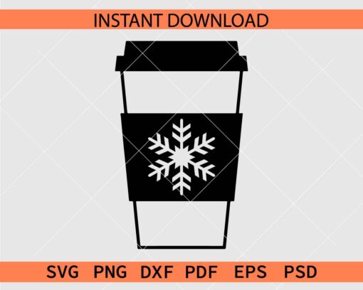 Coffee To Go Cup Snowflake SVG, Snowflake Coffee To Go Cup Clipart SVG