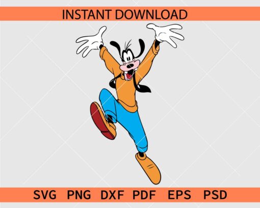 Colored playing Goofy Vector SVG, Happy Goofy Playing Décor SVG