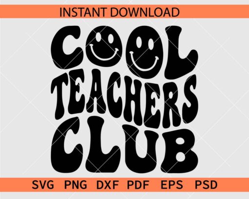 Cool teachers club Retro Wavy Text Stencil SVG