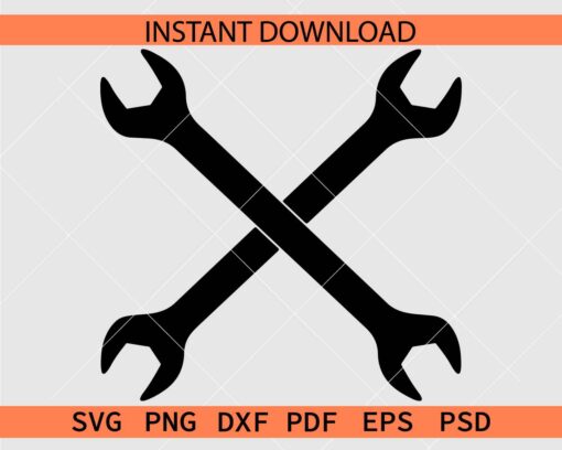 Crossed Wrenches Vector SVG, Wrenches Crossed Silhouette SVG