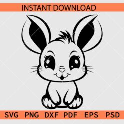Cute Baby Bunny Drawing SVG, Cute Baby Rabbit Sketch SVG