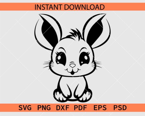 Cute Baby Bunny Drawing SVG, Cute Baby Rabbit Sketch SVG