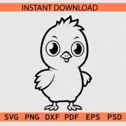 Cute Baby Chicken Drawing SVG, Cute Baby Chicken  Coloring Page SVG