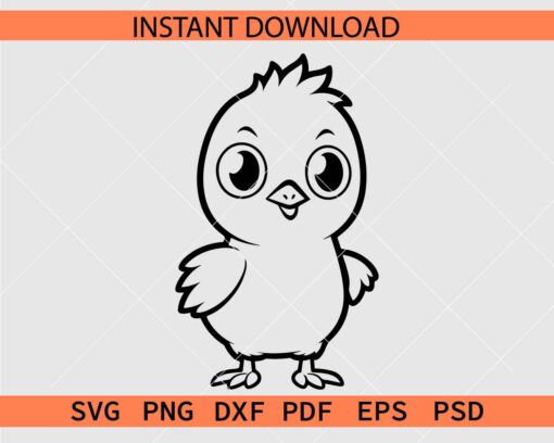 Cute Baby Chicken Drawing SVG, Cute Baby Chicken  Coloring Page SVG
