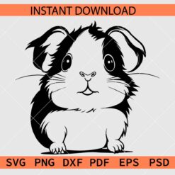 Cute Baby Guinea Pig Stencil SVG, Cute Baby Guinea Pig Coloring Page SVG