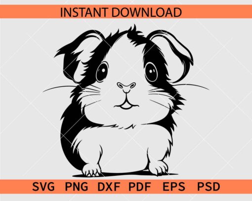 Cute Baby Guinea Pig Stencil SVG, Cute Baby Guinea Pig Coloring Page SVG