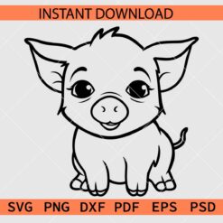Cute Baby Pig Drawing SVG, Cute Baby Pig Coloring Page SVG