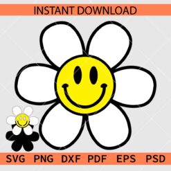 Cute Smiley Face Flower Retro SVG, Smile Face Inside Flower Layered SVG