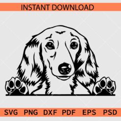 Dachshund Long haired Peeking Décor SVG