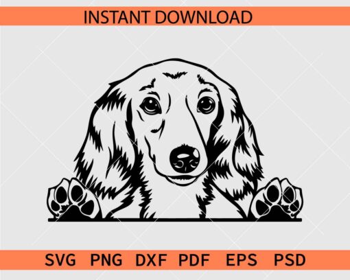 Dachshund Long haired Peeking Décor SVG