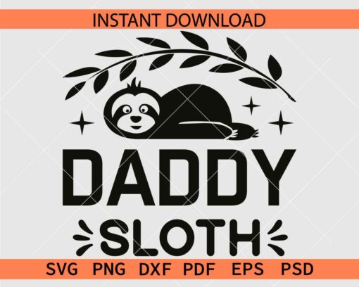 Daddy Sloth Vector SVG, Sloth Daddy Stencil SVG