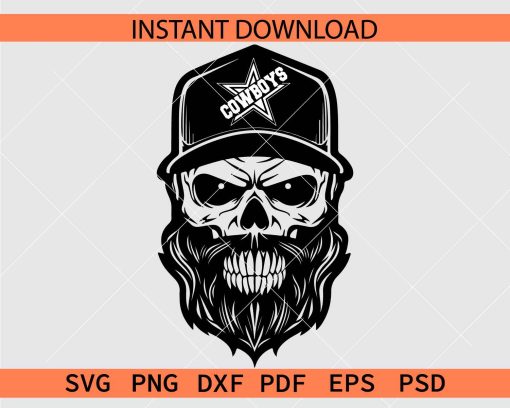 Dallas cowboys skull Silhouette SVG, Dallas cowboys skull Stencil SVG