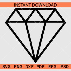 Diamond Coloring Page Vector SVG, Diamond Line art Décor SVG