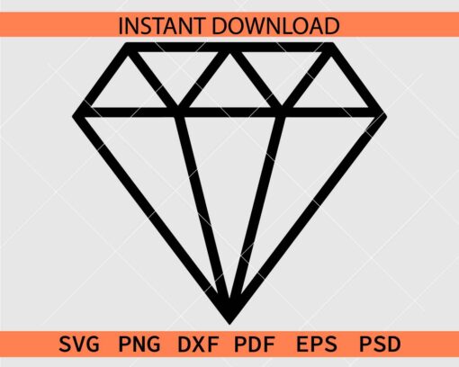 Diamond Coloring Page Vector SVG, Diamond Line art Décor SVG