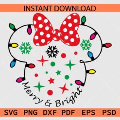Disney Ears Christmas Lights Merry and Bright SVG