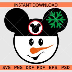 Disney Head Snowman Clipart SVG, Mickey Mouse Head Snowman Face Décor SVG
