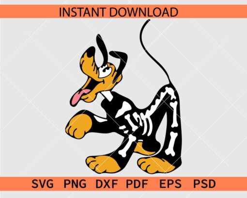 Disney Pluto Skeleton Halloween Vector SVG