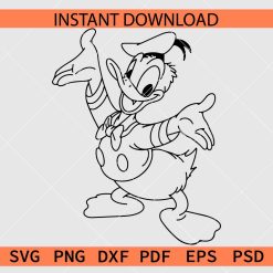 Donald Duck with Bow Pilot Line Art SVG
