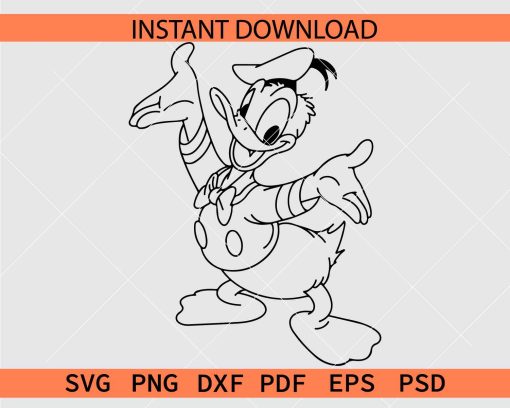 Donald Duck with Bow Pilot Line Art SVG