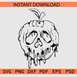 Drippy Scary Apple Illustration SVG, Poison Apple Dripping Silhouette SVG