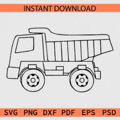 Dump Truck Coloring Page SVG, Dump Tipper Coloring Page Clipart SVG