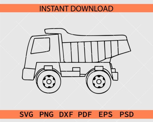 Dump Truck Coloring Page SVG, Dump Tipper Coloring Page Clipart SVG