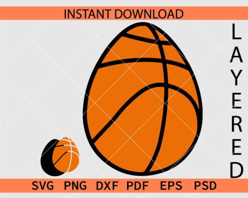 Easter egg basketball Stencil SVG, Layered basketball Easter egg SVG
