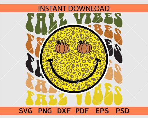 Fall Vibes Retro Wavy Text Smile SVG