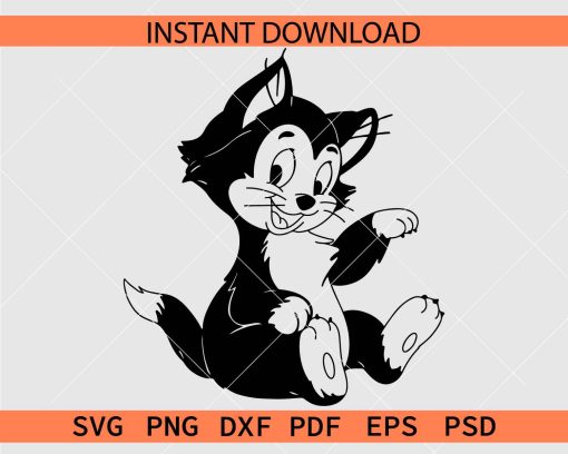 Figaro Pinocchio Stencil SVG, Funny Figaro Pinocchio Clip Art SVG