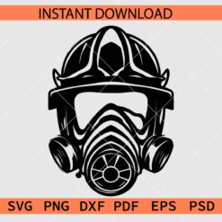 Fireman Helmet with Gasmask Silhouette SVG