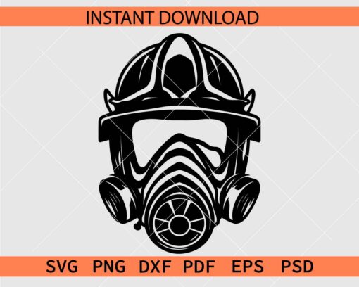 Fireman Helmet with Gasmask Silhouette SVG
