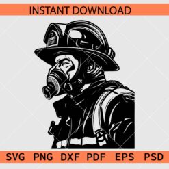 Fireman Portrait with Gas Mask SVG