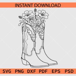 Floral Cow Boy Boots SVG, Cow Boy Boots Flowers SVG
