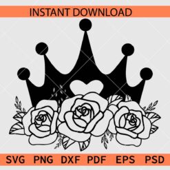Floral Crown SVG, Crown Flowers Clipart SVG
